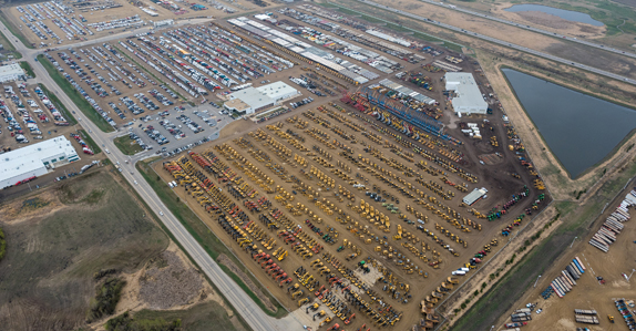 Aerial photo of Ritchie Bros.' April 2016 Edmonton equipment and truck auction Aerial photo of Ritchie Bros.' April 2016 Edmonton equipment and truck auction