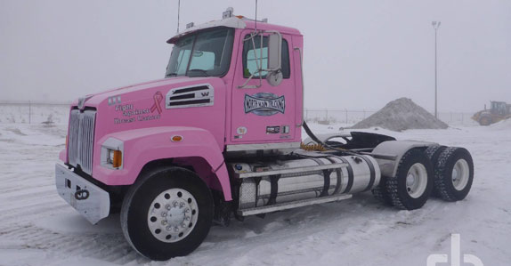 Pink gravel truck ready to sell in Ritchie Bros. Edmonton auction Pink gravel truck ready to sell in Ritchie Bros. Edmonton auction