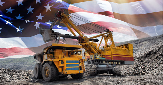 Heavy machinery with U.S. Flag Heavy machinery with U.S. Flag